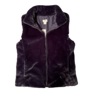 J Crew Women’s Small Dark Navy Blue Faux‎ Fur Vest NWT
